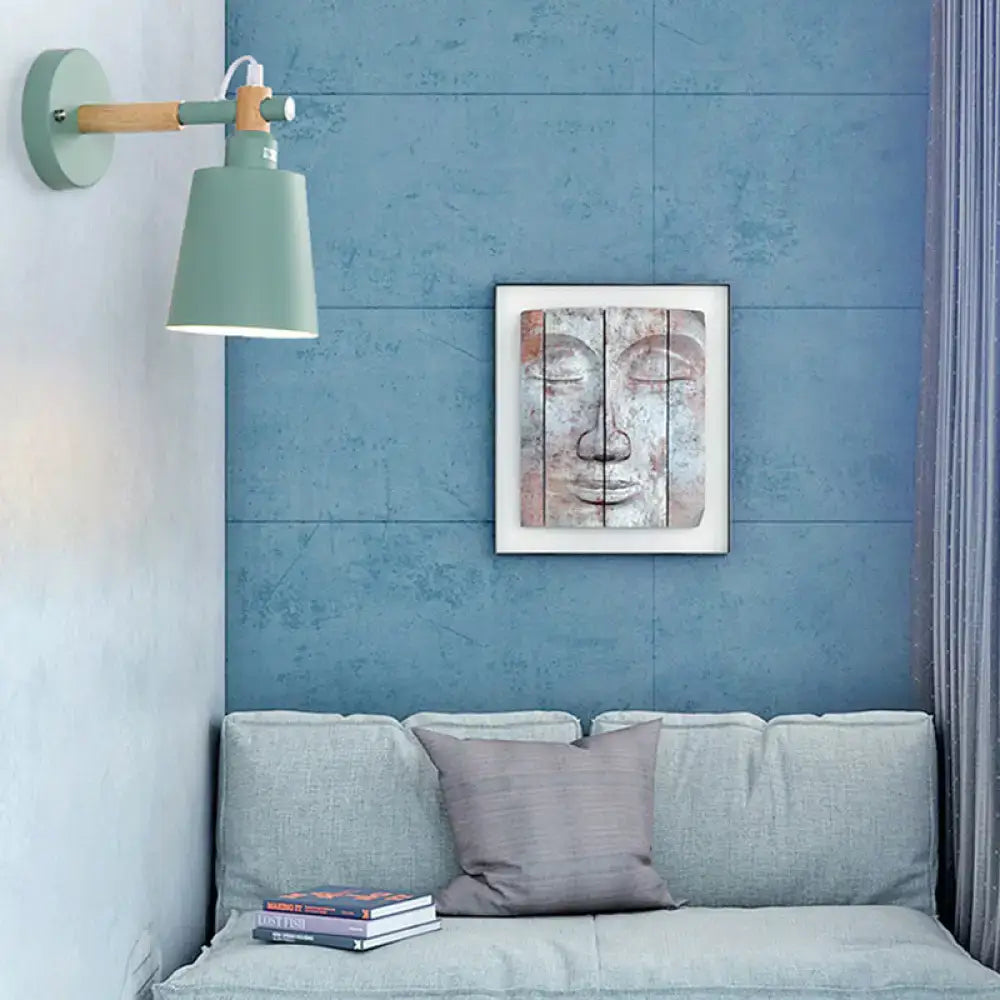 Modern gray and wood wall sconce light – bedroom metal lamp