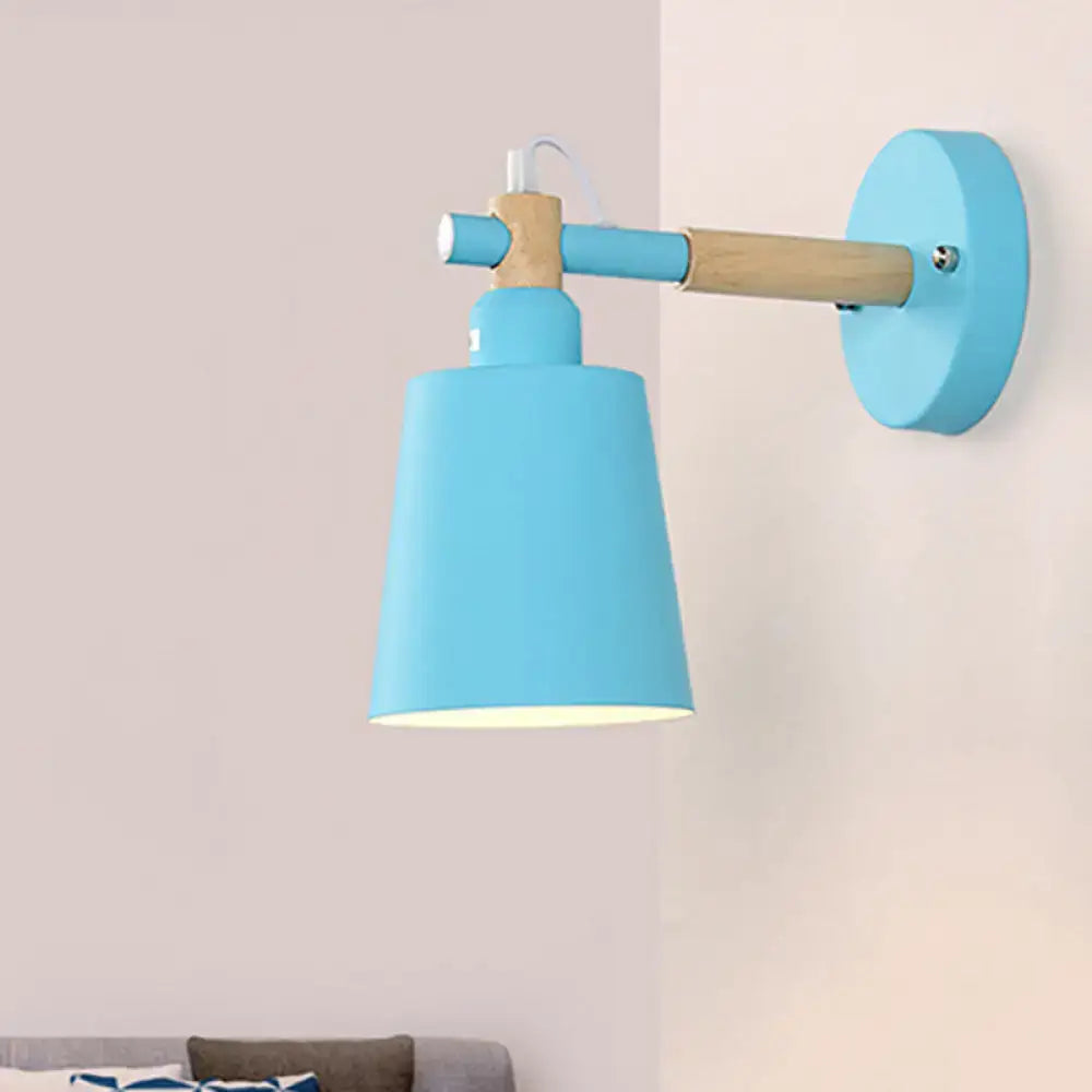Modern gray and wood wall sconce light – bedroom metal lamp