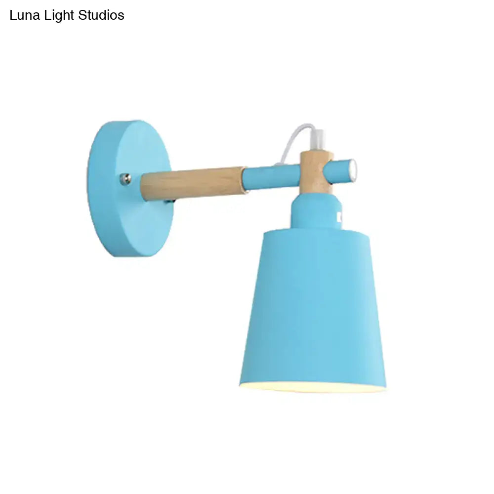 Modern gray and wood wall sconce light – bedroom metal lamp