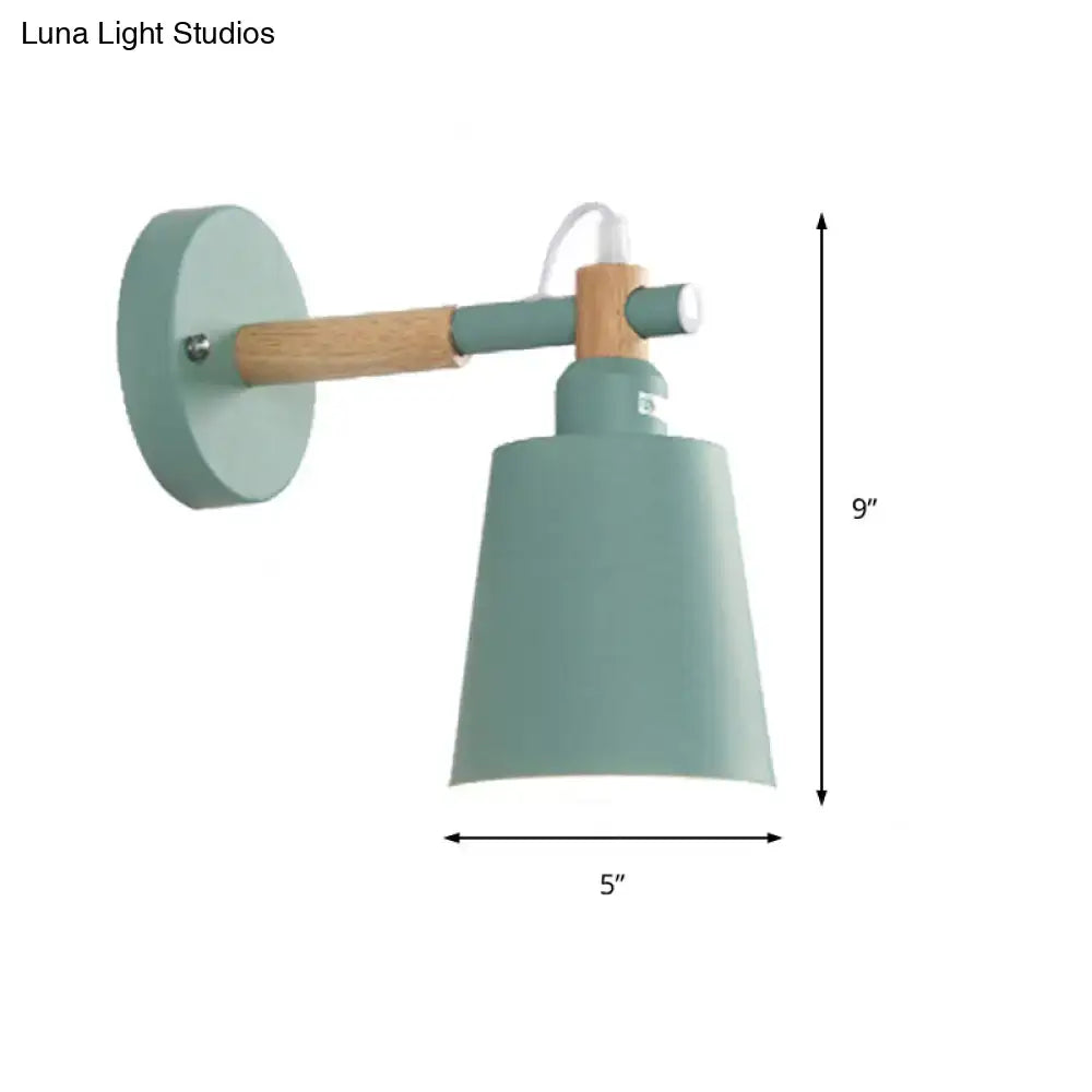 Modern gray and wood wall sconce light – bedroom metal lamp