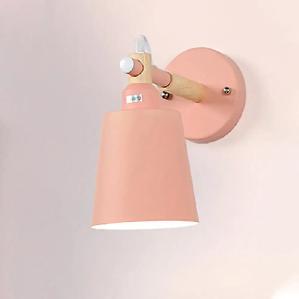 Modern gray and wood wall sconce light – bedroom metal lamp