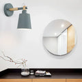 Modern gray and wood wall sconce light – bedroom metal lamp
