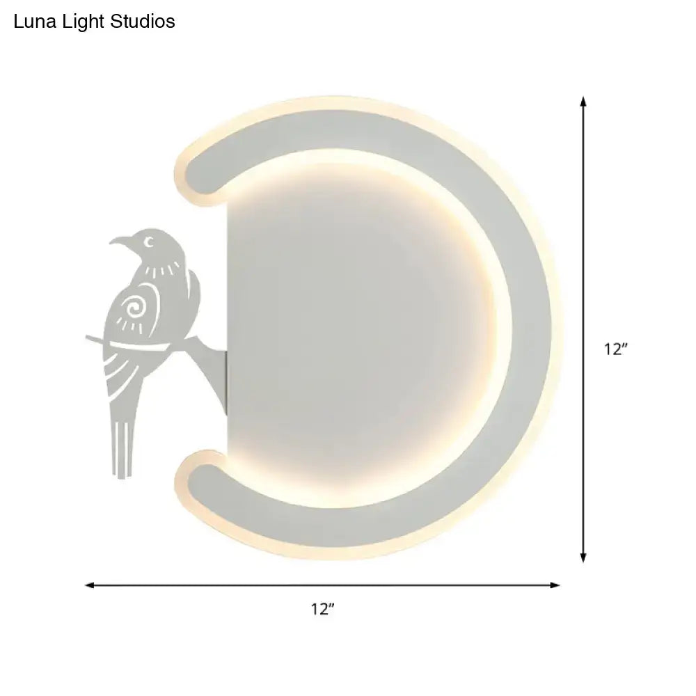 Modern gray bird wall lamp warm white light bedroom sconce