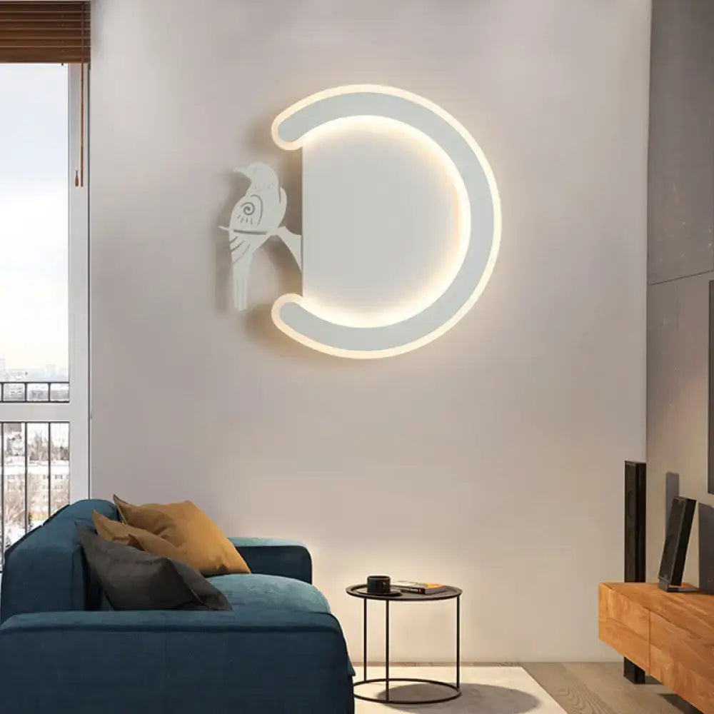 Modern gray bird wall lamp warm white light bedroom sconce