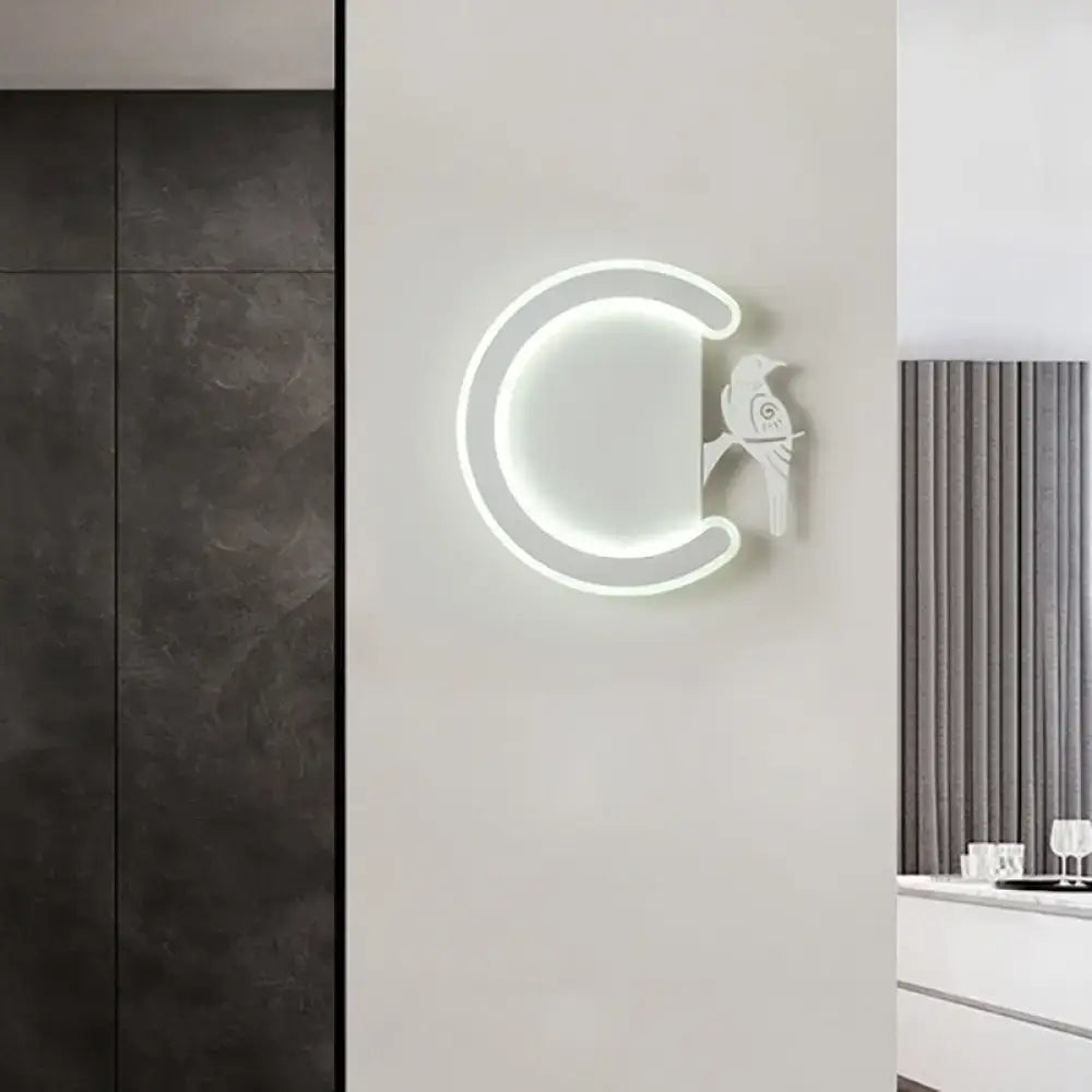 Modern gray bird wall lamp warm white light bedroom sconce