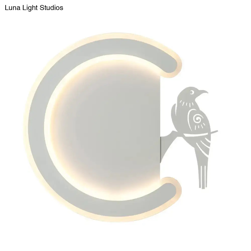 Modern gray bird wall lamp warm white light bedroom sconce