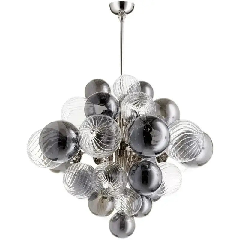 Modern gray & clear bubble glass ceiling chandelier living room