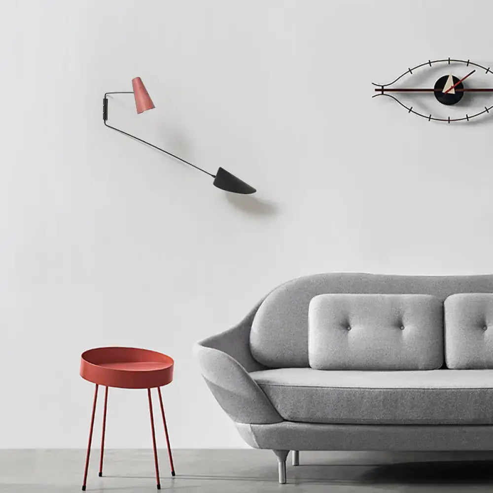 Modern gray cone duckbill wall sconce living room black rod light