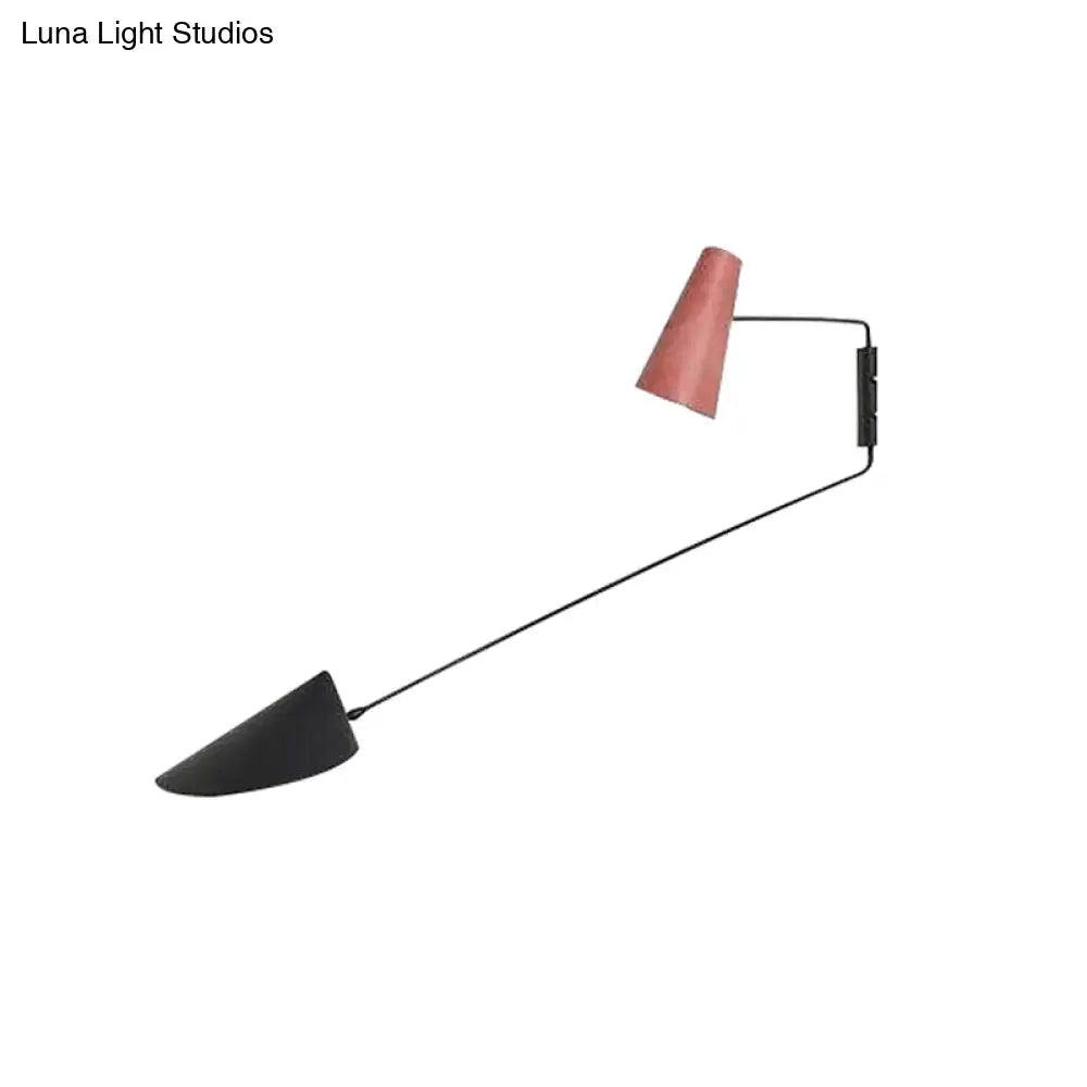 Modern gray cone duckbill wall sconce living room black rod light