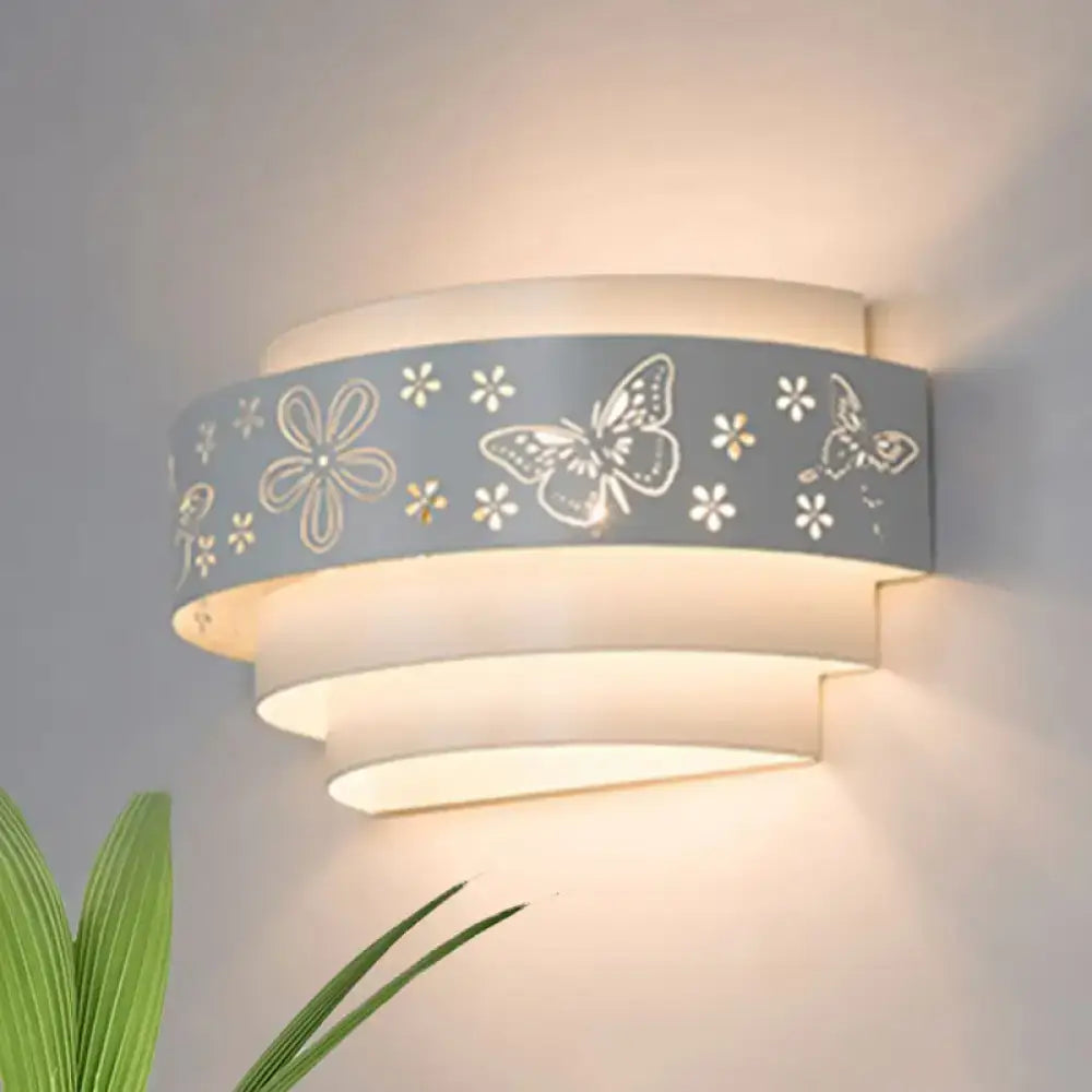 Modern gray metal wall sconce – living room warm glow light