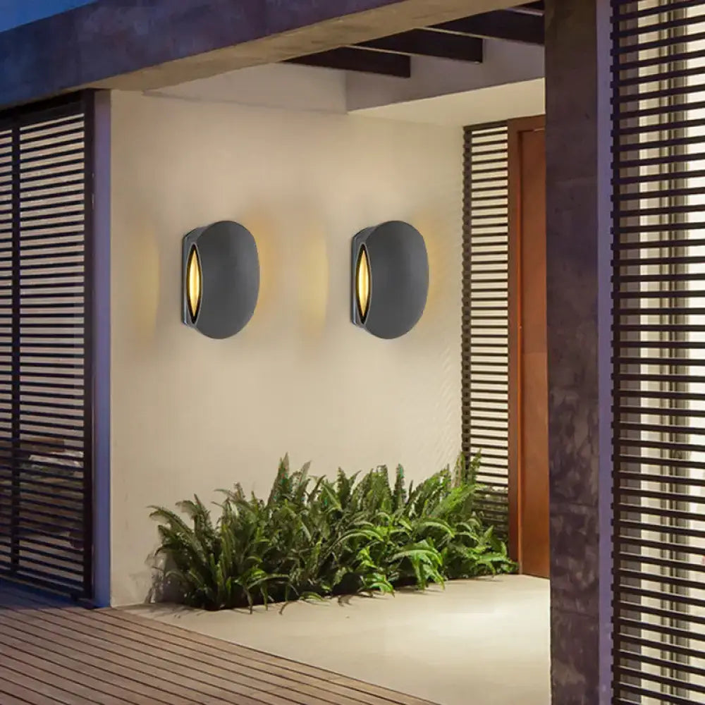 Modern gray oval wall light – outdoor warm white sconce