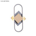 Modern gray & wood geometric led sconce bedroom light with white light