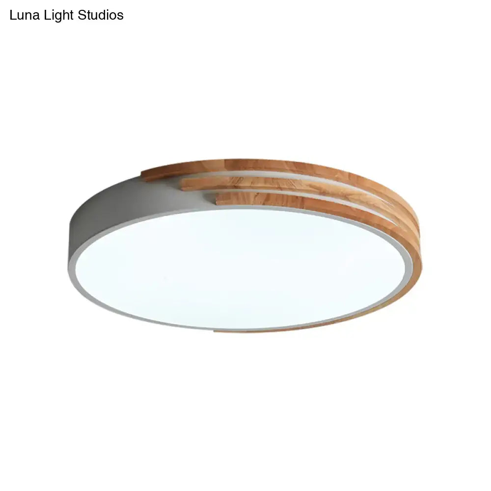 Modern green and wood flush mount ceiling light bedroom fixture