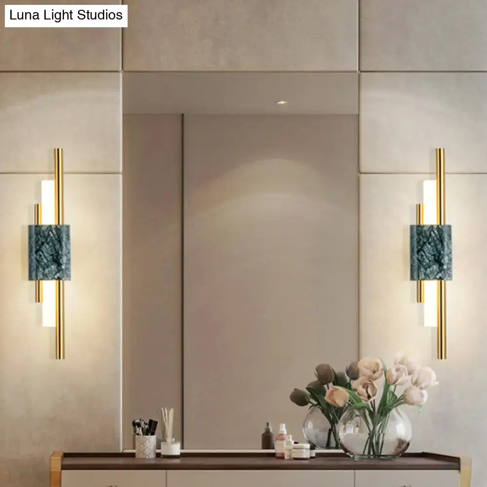 Modern green marble and gold wall sconce light bedroom decor