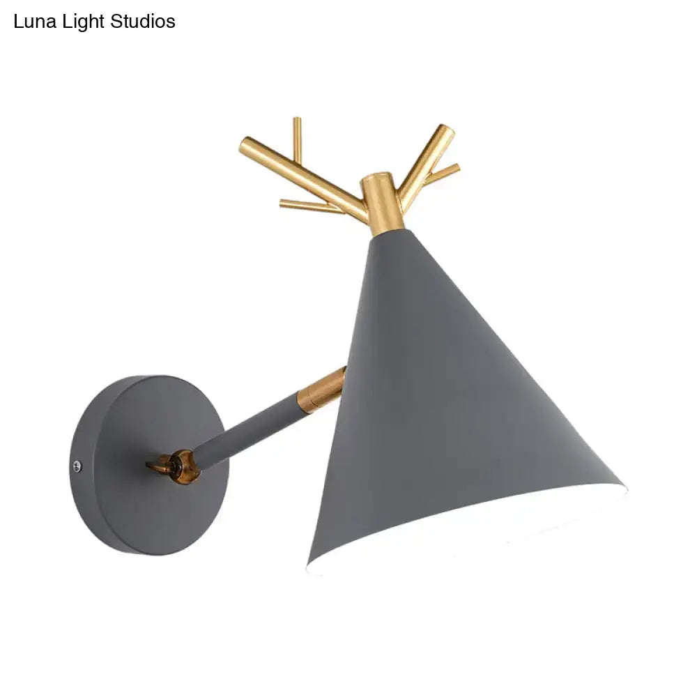 Modern grey and gold antler sconce light bedroom e26 e27 lamp