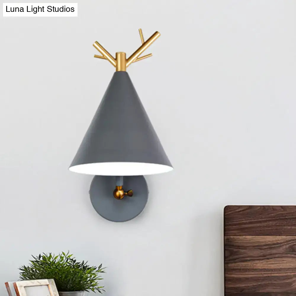 Modern grey and gold antler sconce light bedroom e26 e27 lamp