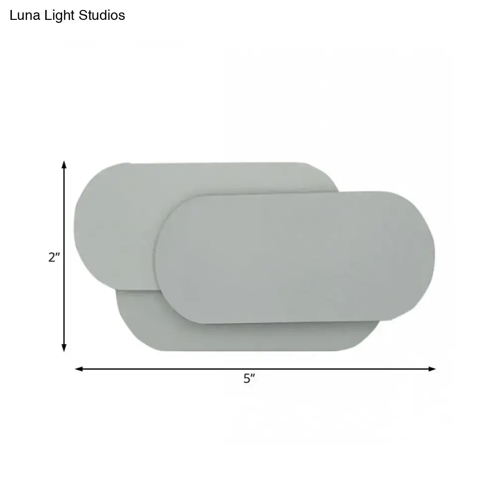 Modern grey oval metal sconce bedroom led wall light