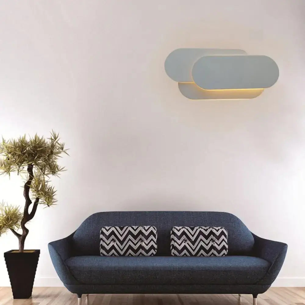 Modern grey oval metal sconce bedroom led wall light