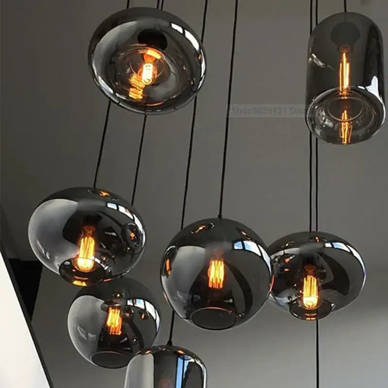 Modern hand blown colorful stained glass pendant lights kitchen decor