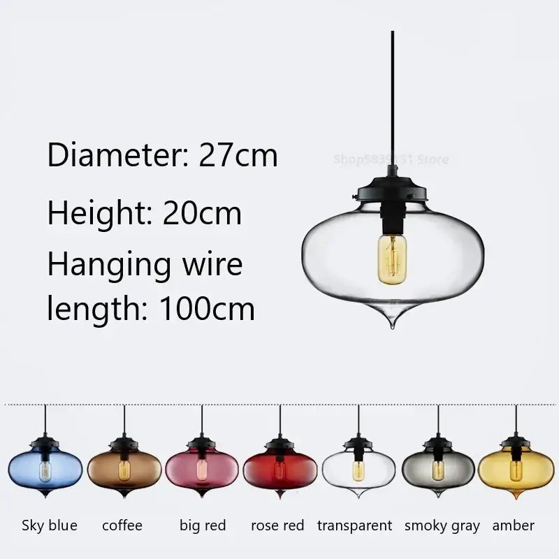 Modern hand blown colorful stained glass pendant lights kitchen decor