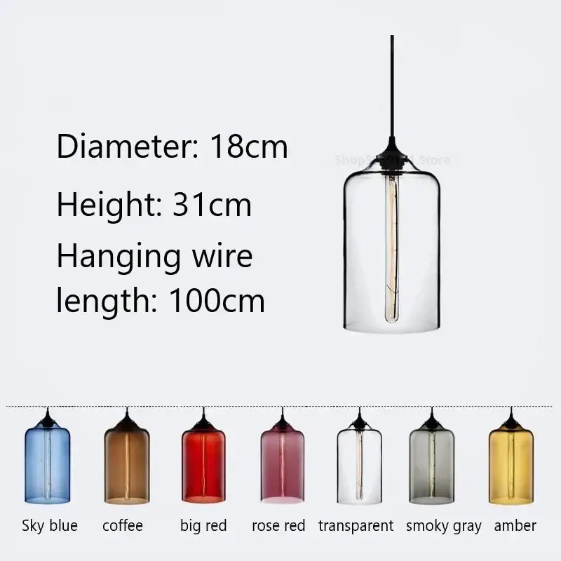 Modern hand blown colorful stained glass pendant lights kitchen decor