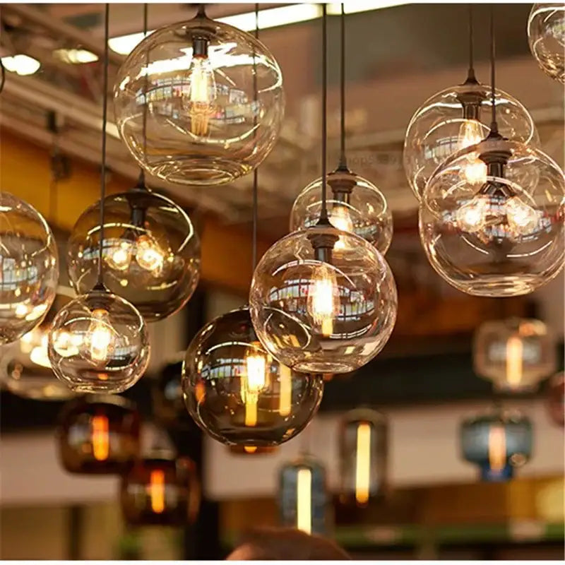 Modern hand blown colorful stained glass pendant lights kitchen decor