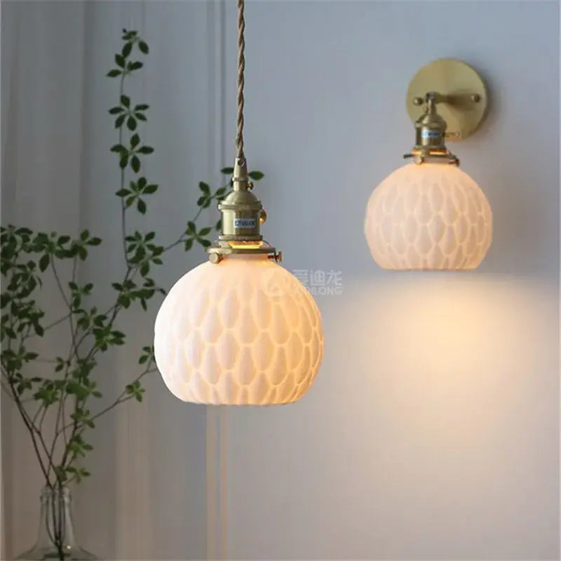 Modern honeycomb brass ceramic led wall sconce bedroom light