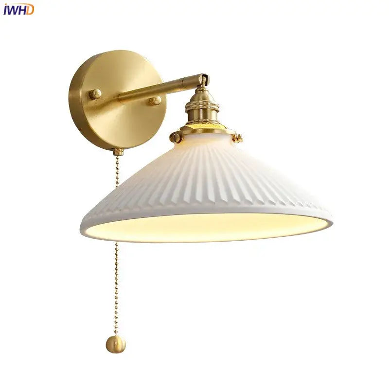 Modern honeycomb brass ceramic led wall sconce bedroom light