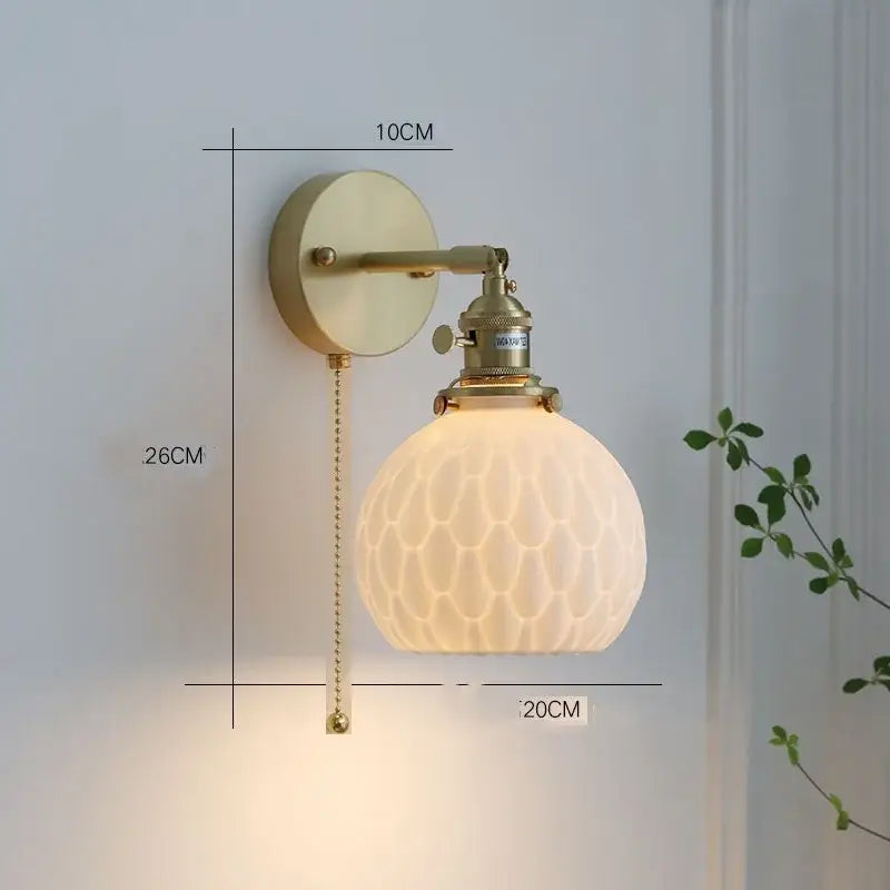 Modern honeycomb brass ceramic led wall sconce bedroom light