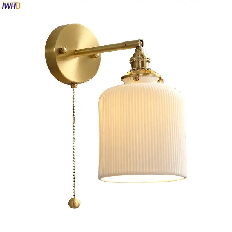 Modern honeycomb brass ceramic led wall sconce bedroom light