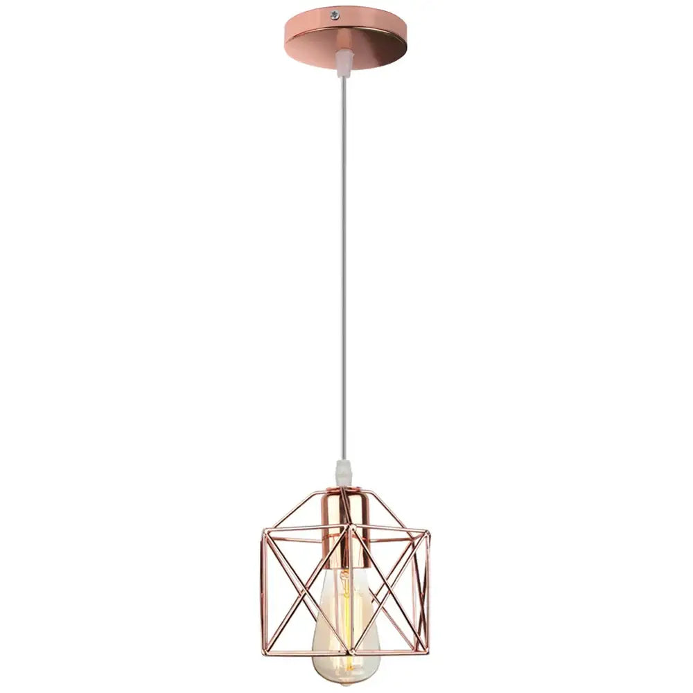 Modern industrial black cage pendant light dining room