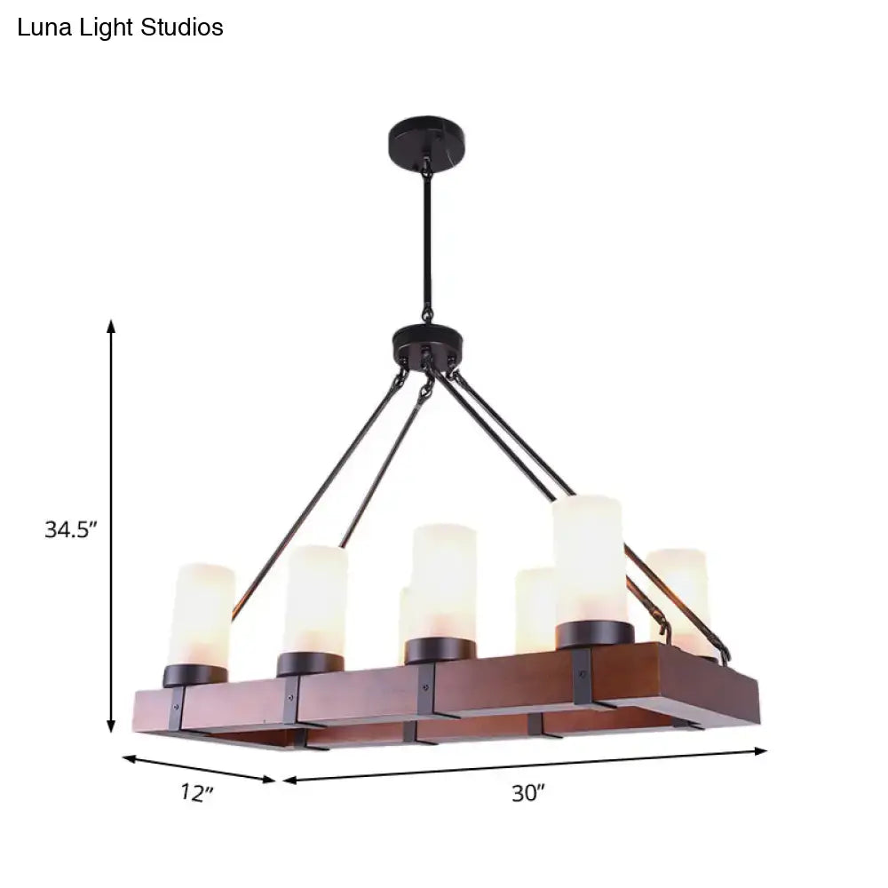 Modern industrial opal glass black rectangular chandelier kitchen light