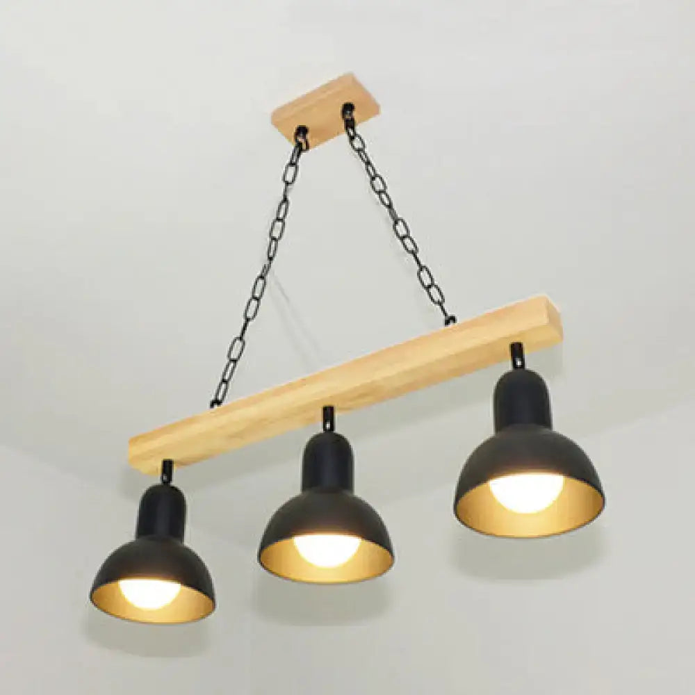 Modern industrial white island light – dining table wood pendant
