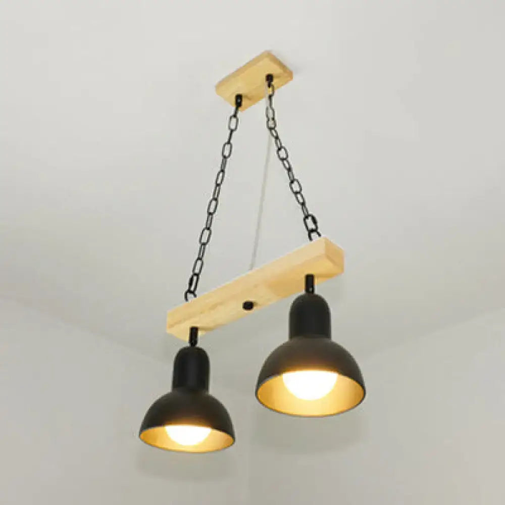 Modern industrial white island light – dining table wood pendant