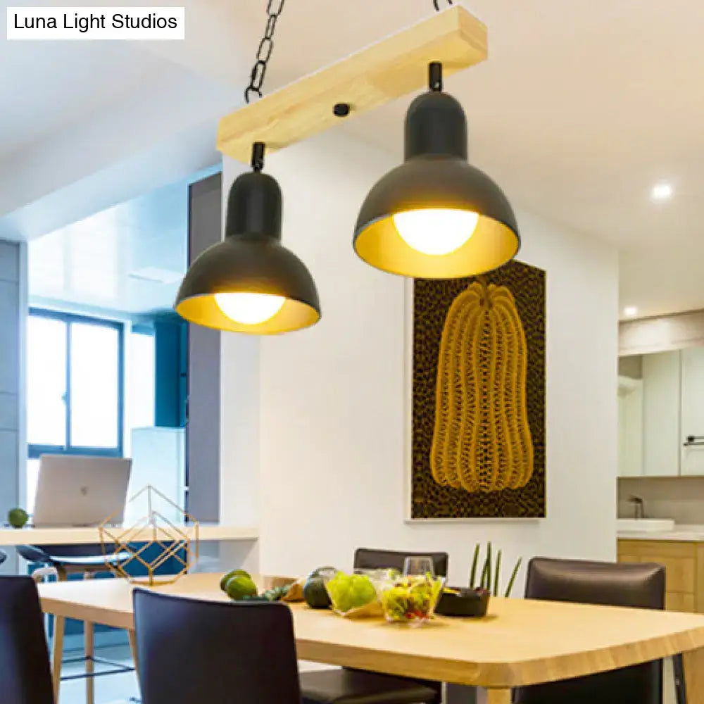 Modern industrial white island light – dining table wood pendant
