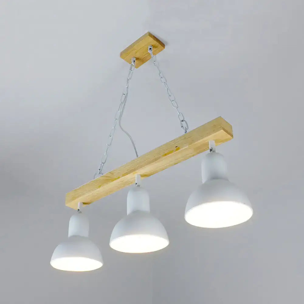 Modern industrial white island light – dining table wood pendant