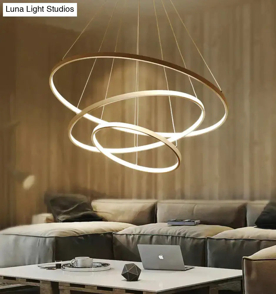 Modern interlocking ring led pendant lights for dining room