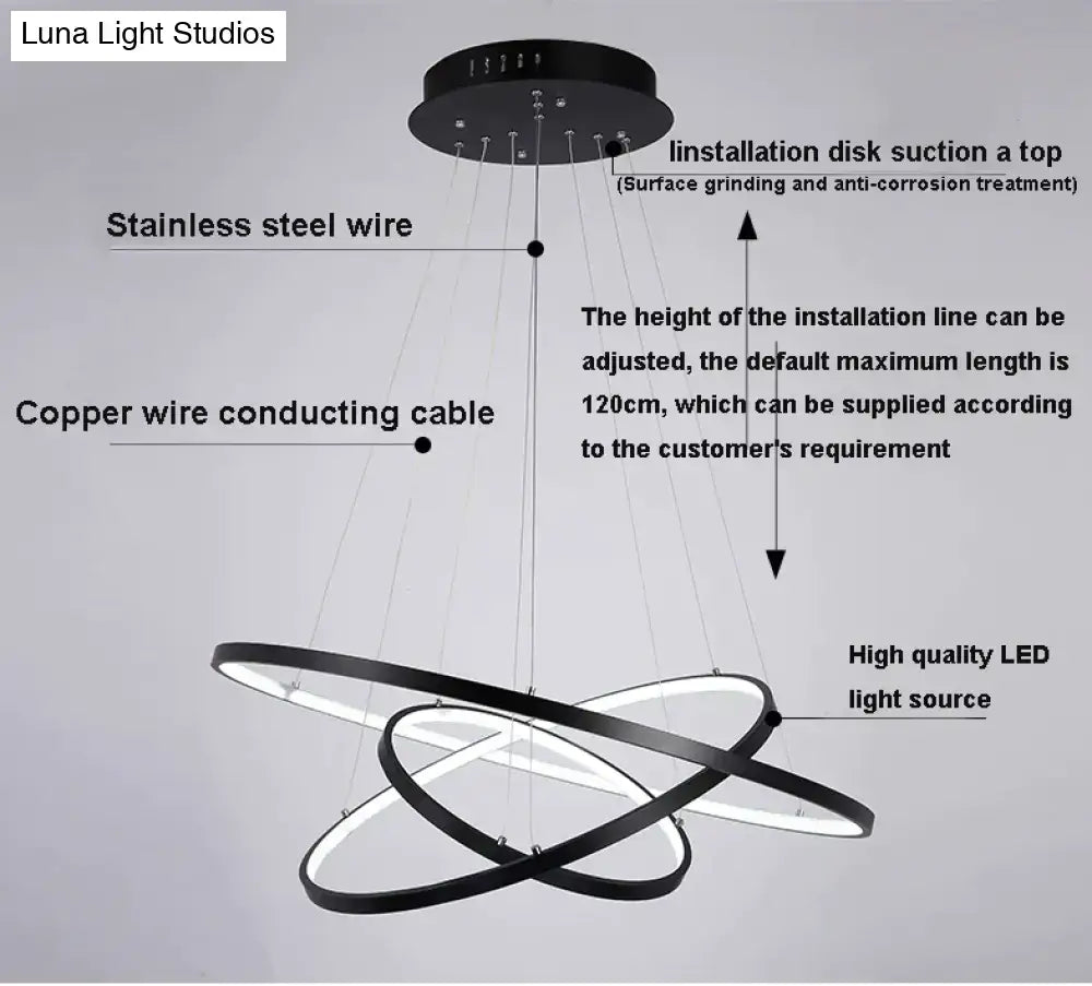 Modern interlocking ring led pendant lights for dining room