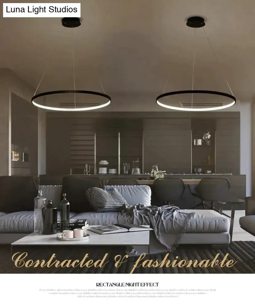Modern interlocking ring led pendant lights for dining room
