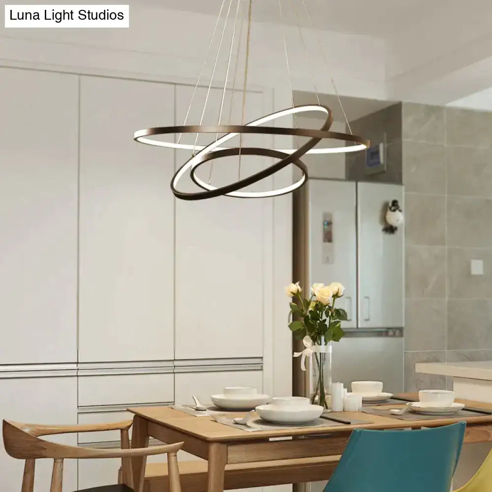 Modern interlocking ring led pendant lights for dining room