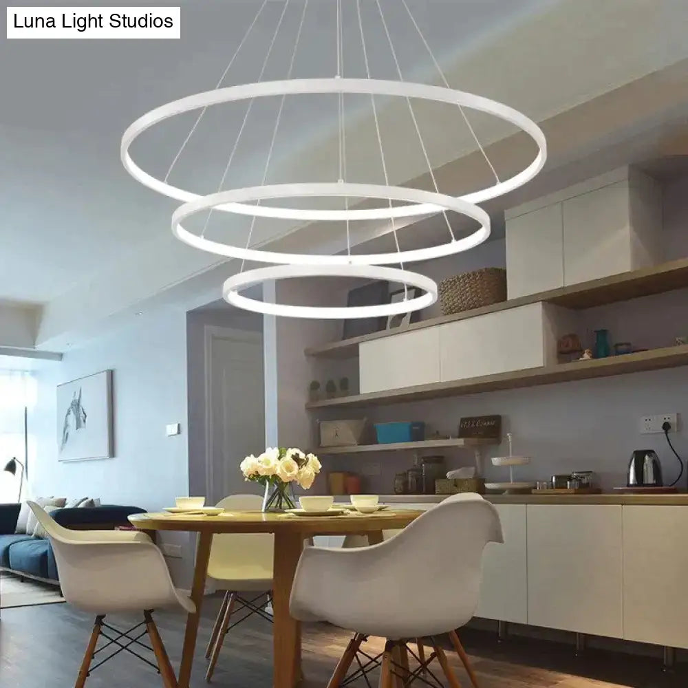 Modern interlocking ring led pendant lights for dining room