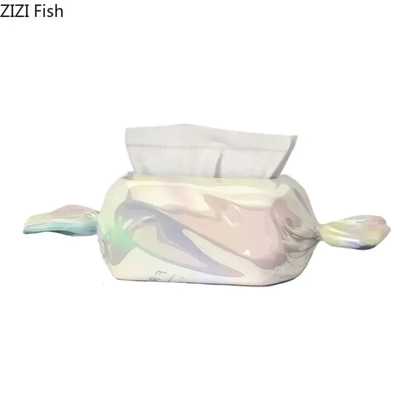 Modern iridescent candy tissue box living room decor