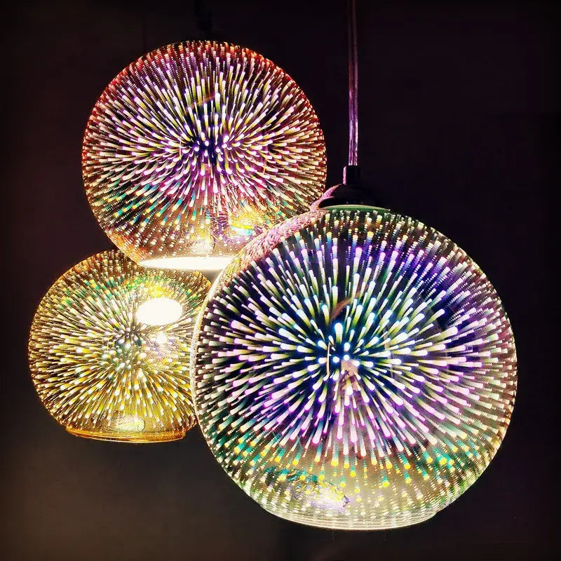Modern iridescent colorful 3d glass pendant lights dining room