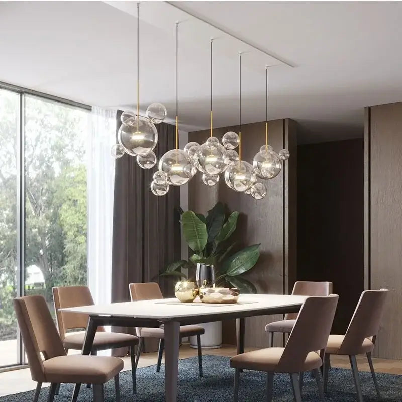 Modern iridescent colorful glass ball pendant light dining room