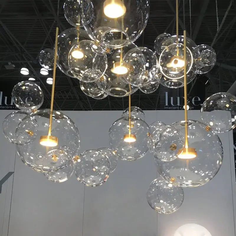 Modern iridescent colorful glass ball pendant light dining room