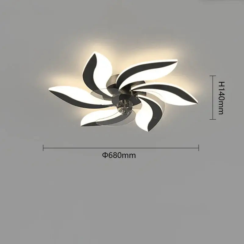 Modern leaf black & white ceiling fan with remote control bedroom