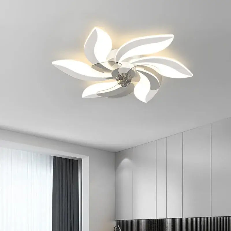 Modern leaf black & white ceiling fan with remote control bedroom