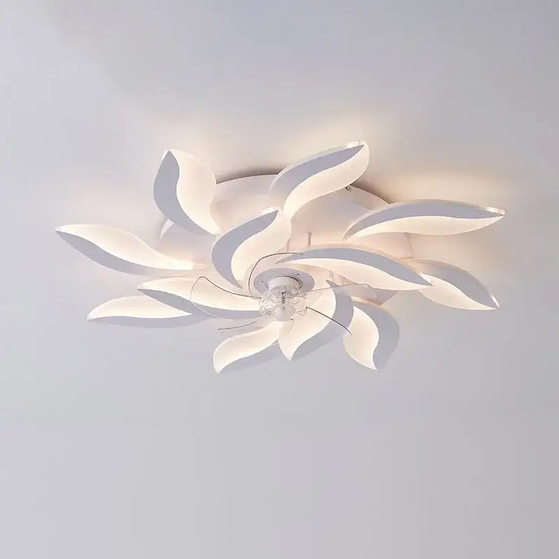 Modern leaf black & white ceiling fan with remote control bedroom