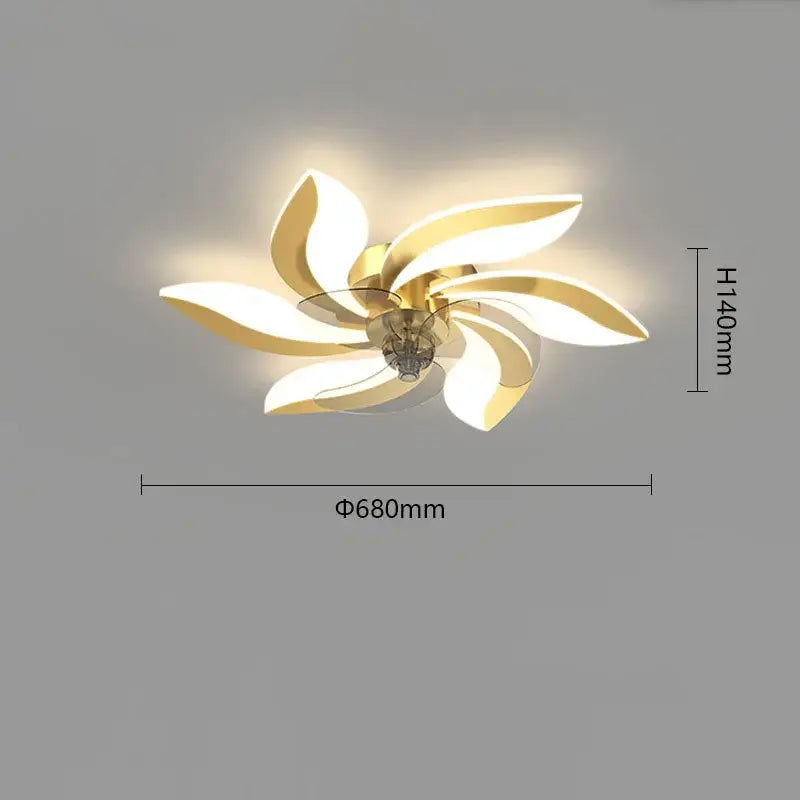 Modern leaf black & white ceiling fan with remote control bedroom
