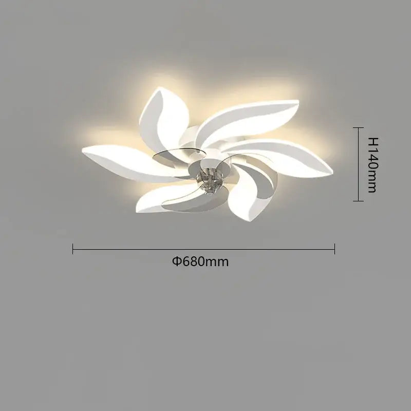Modern leaf black & white ceiling fan with remote control bedroom